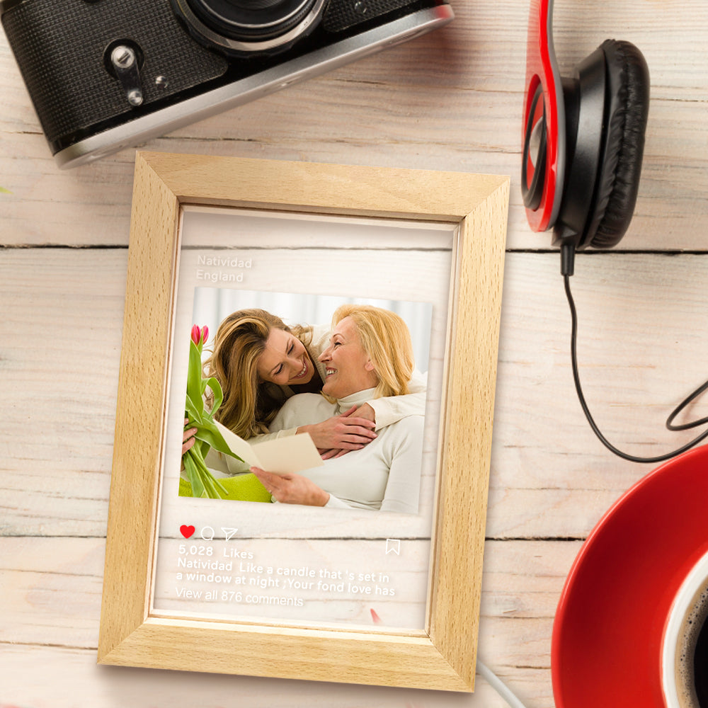 Social Style Sweet Memories Mother's Day Gifts for Mom - Personalized Instagram LED Night Lamp Picture Frame with Custom Photo for Decor