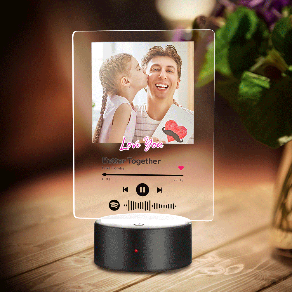 gift for father custom 7 colors music night light with text scannable custom gift for dad personalized gift