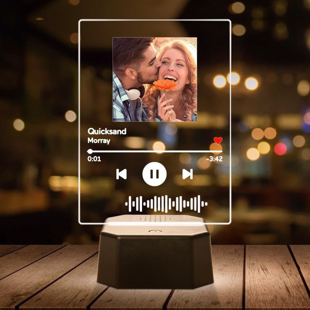 Placa de cubierta de álbum de lámpara LED de código escaneable personalizada con soporte de altavoz Bluetooth