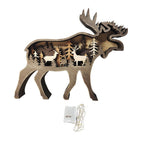 Custom Animal Wooden Statue Home Ornament Multi layer Woodland Bear Silhouette Decor for Shelf Table Wood Statue