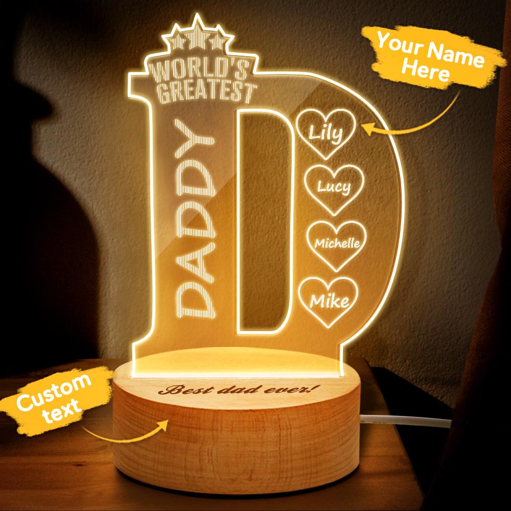 name bedroom night light best gifts for father ornament for dad personalized gift