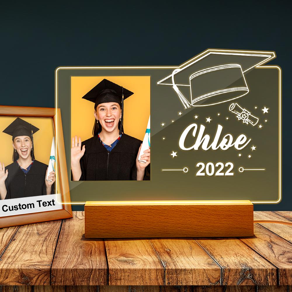 Custom Graduation Gifts Personalized Photo Night Light 3d Illusion Night Lamp Graduation Cap Led Lamp Grad College Gifts