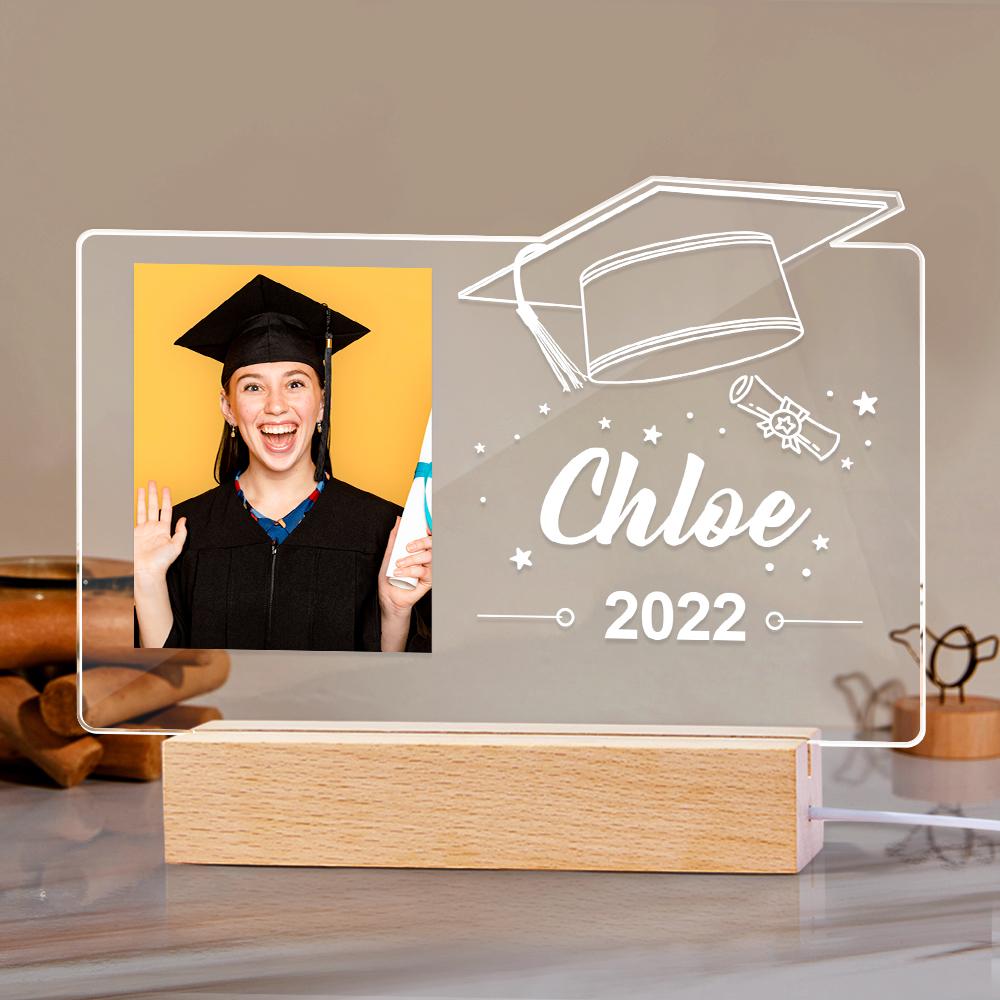 Custom Graduation Gifts Personalized Photo Night Light 3d Illusion Night Lamp Graduation Cap Led Lamp Grad College Gifts