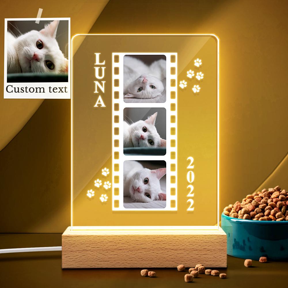 cat memorial photo lamp personalized cat portrait soft night light keepsake