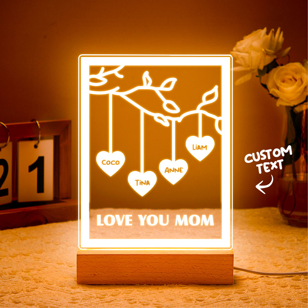Personalized Led Night Light Tree of life Genealogical Tree with Custom Family First Name and Text