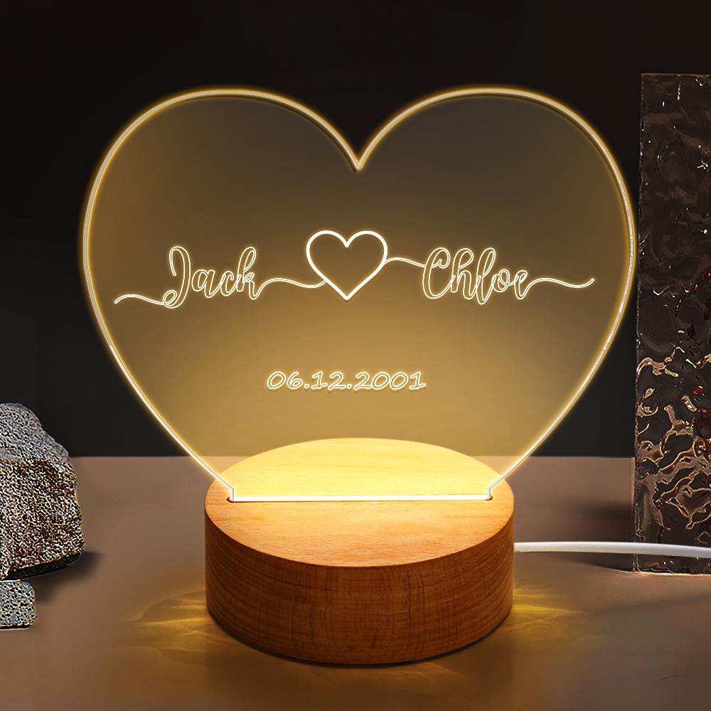custom night light for his gift name and date engagement gift