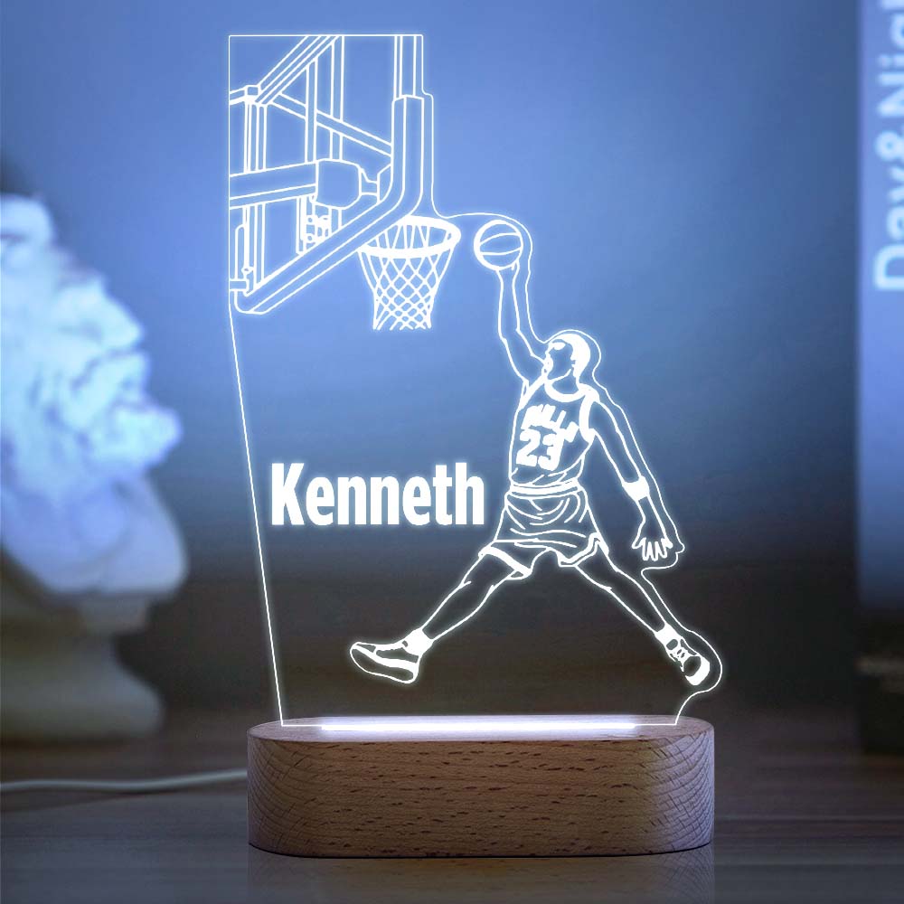 Custom Name Night Light Acrylic Personalized Lamp BASKETBALL Desk Lamp Gift for Boys or Adult