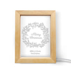 Custom Christmas Night Light Personalized 3D Christmas Wreath Wooden Frame Lamp Gift