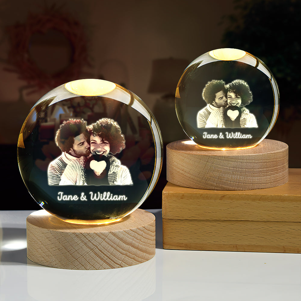 Personalized 2D Photo Crystal Ball Night Light