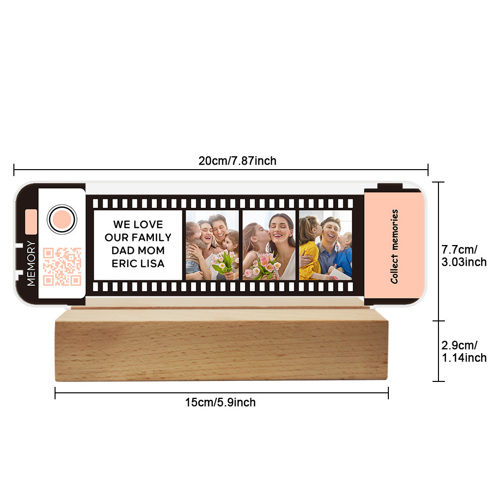 Custom QR code Acrylic Filmstrip Plaque Night Light Gift for Family