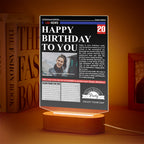 Custom Photo News On Acrylic Board Colorful Lamp Personalized Night Light Birthday Gifts