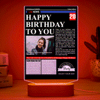Custom Photo News On Acrylic Board Colorful Lamp Personalized Night Light Birthday Gifts