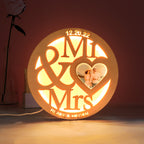 Custom Photo Wooden Lamp Personalized Engraved Name Night Light for Lover