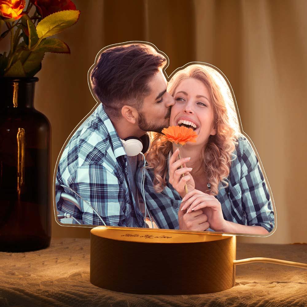Custom Figure Cut Photo Lamp Personalized Night Lights With Custom Text Gift For Couples On Valentine`s Day
