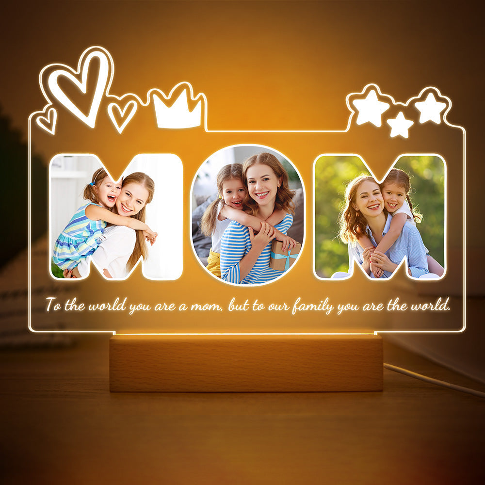 Custom Acrylic Night Light Personalized Mom Photo Lamp Gifts for Mother's Day