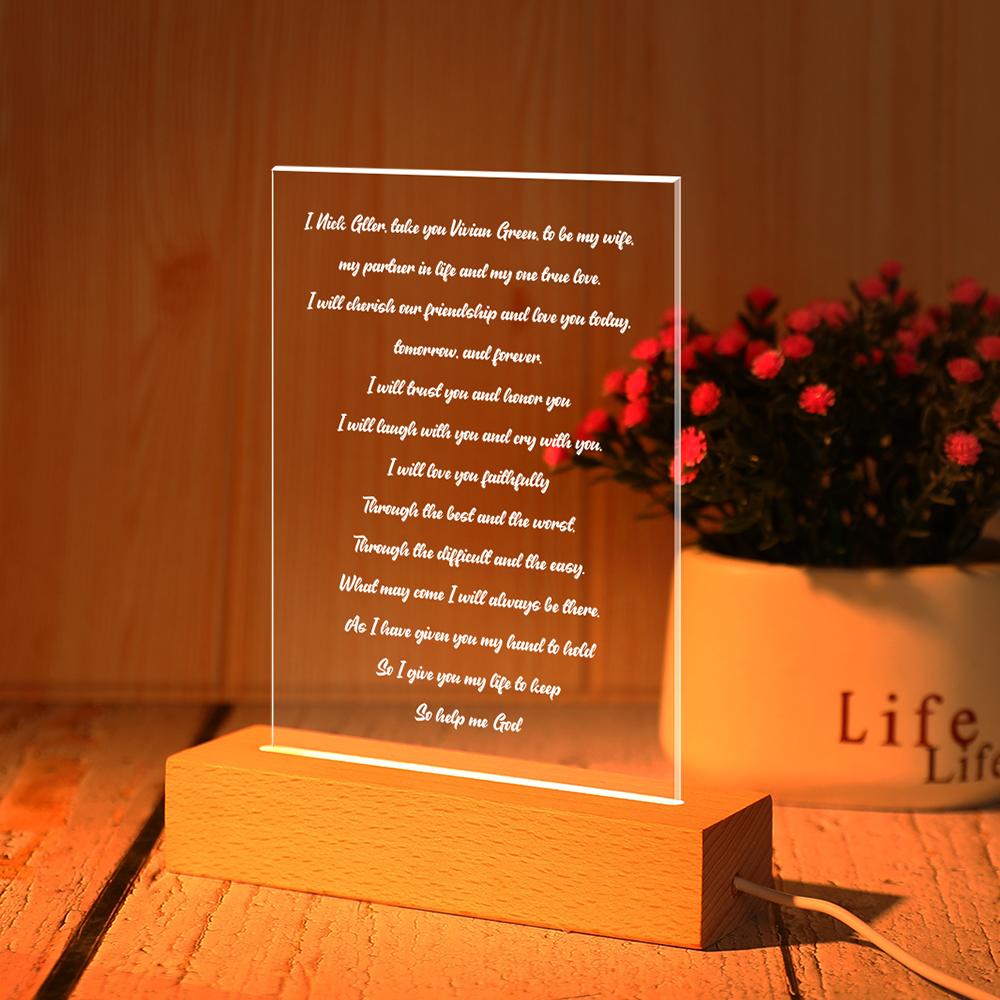 First Anniversary as Valentine's Gift for Lovers - Anniversary Gift Ideas - Romantic Gift for Wife - Custom Hand-Written Letter Night Light
