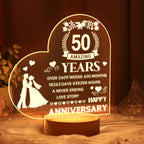 Personalised Night Light Heart Shaped Acrylic Lamp Anniversary Wedding Gifts for Grandparents