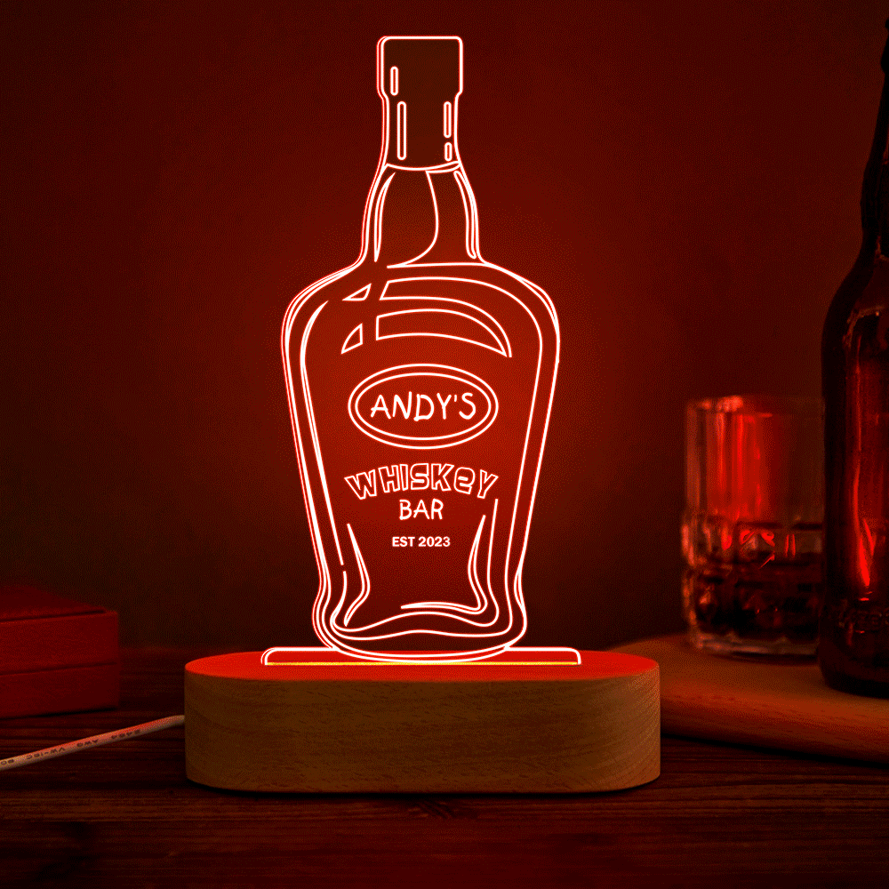 Personalized Wine Night Light 7 Colors Acrylic 3D Lamp Father's Day Gifts