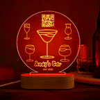 Personalized Qr Code Wine Glass Night Light 7 Colors Acrylic 3D Lamp Father's Day Gifts