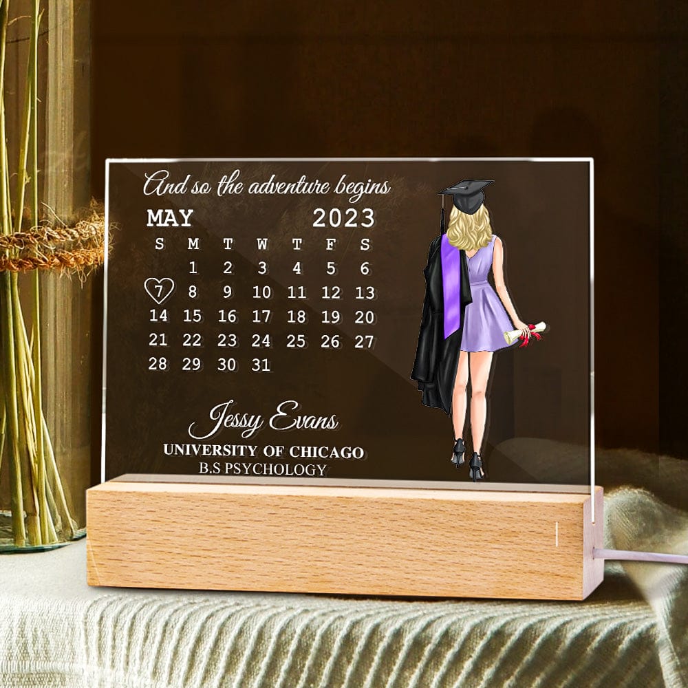 Personalized Acrylic Photo Lamp With Date Engraved Night Light Graduation Gifts