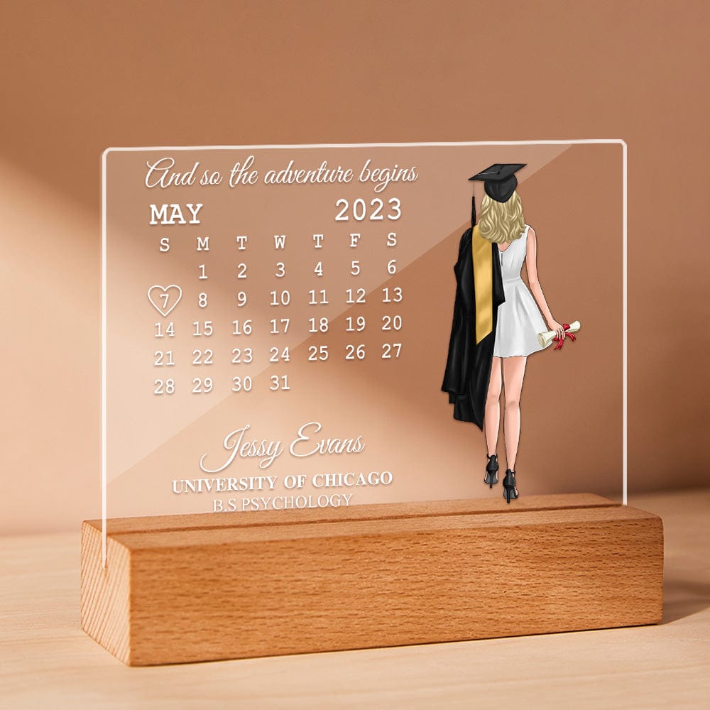 Personalized Acrylic Photo Lamp With Date Engraved Night Light Graduation Gifts