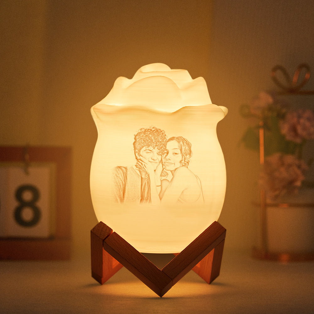Custom Exclusive Photo Rose Night Light Personalized Name Best Gift 7 Colour Night Light Remote Control Lamp
