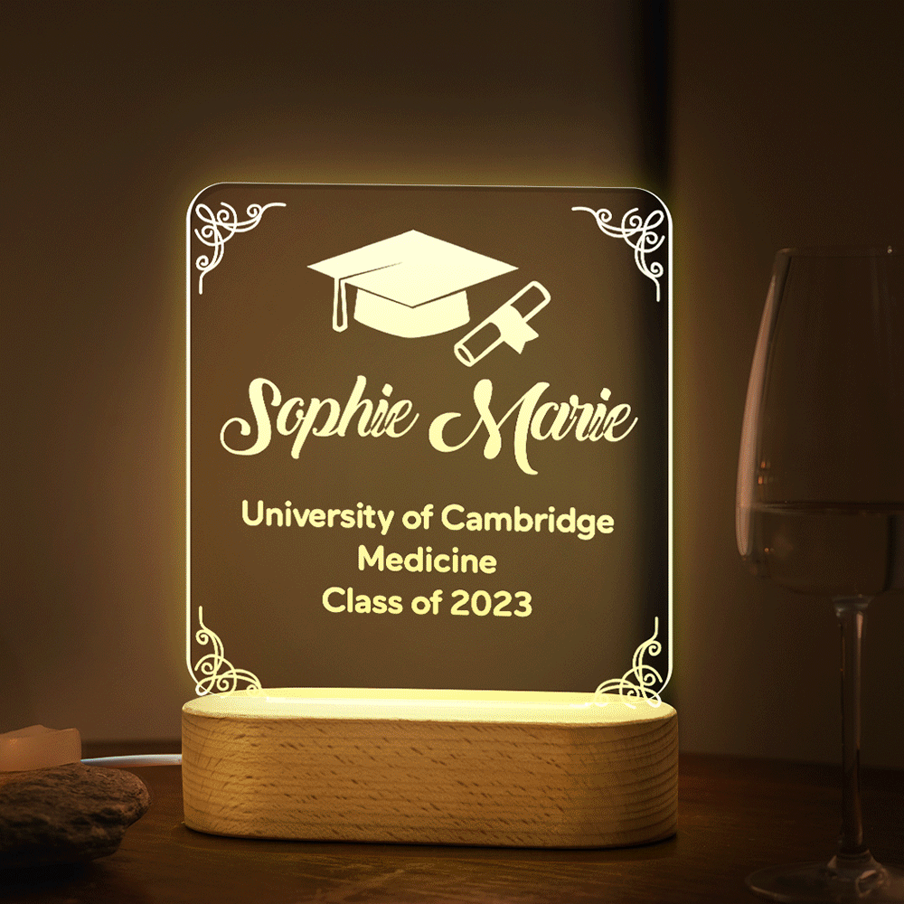 Custom Text Graduation Lamp Square For Friend