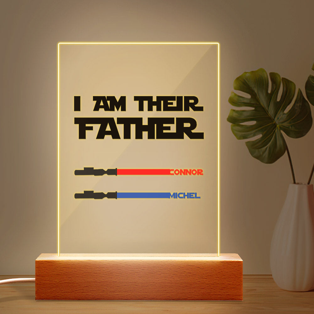 i am their father night light acrylic light saber plaque father s day custom gift for dad personalized gift photo