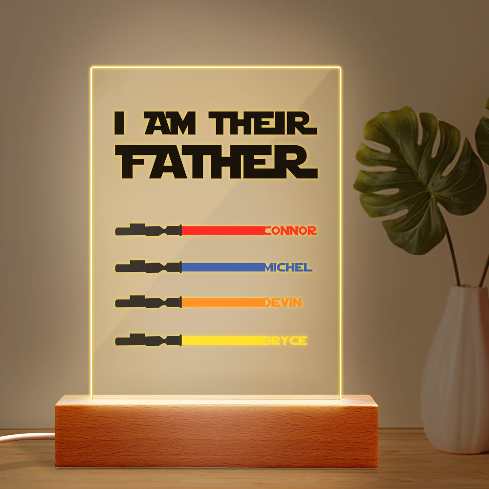 anniversary surprise custom gift for dad inspired by i am their father night light acrylic light saber plaque father s day