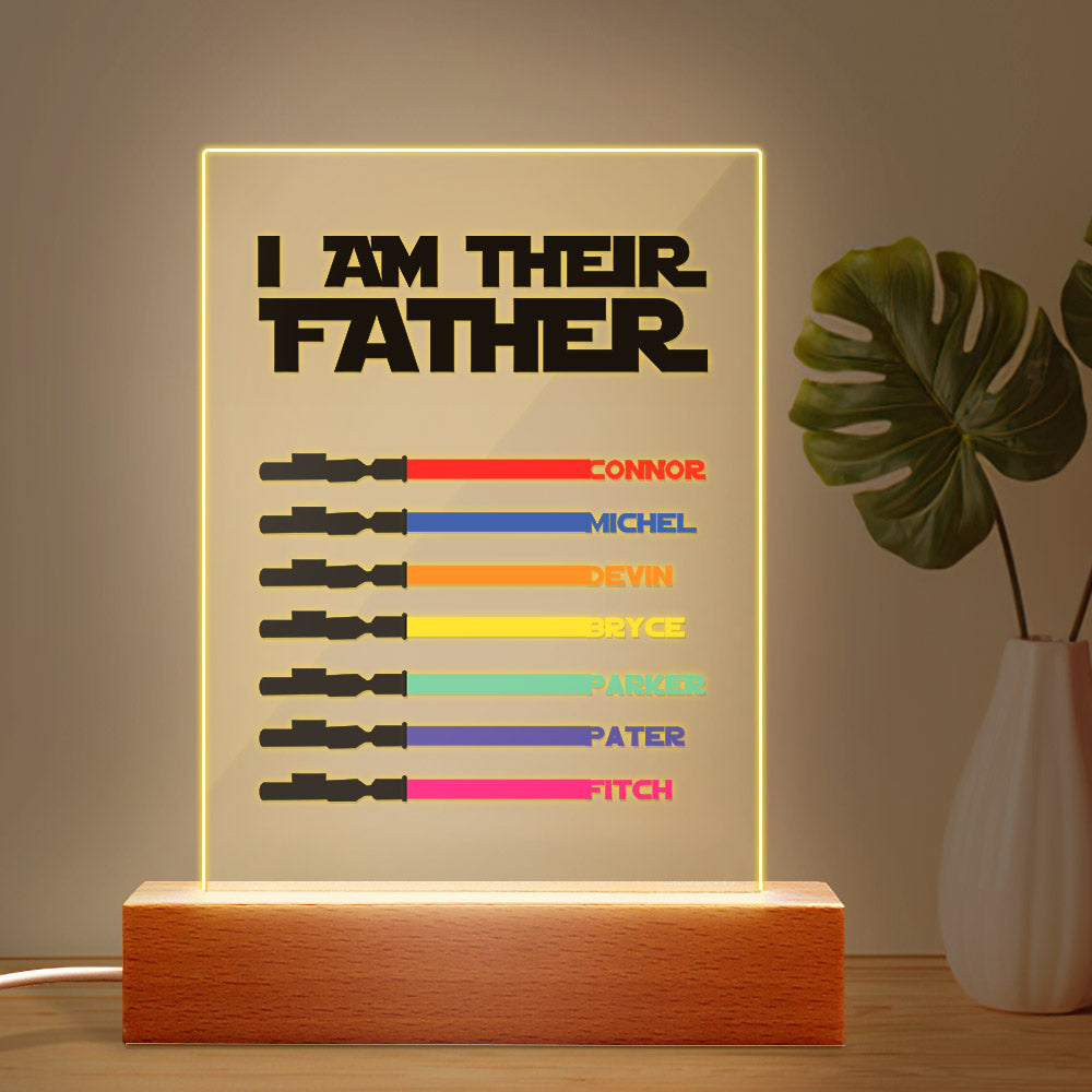 i am their father night light acrylic light saber plaque father s day custom gift for dad personalized gift