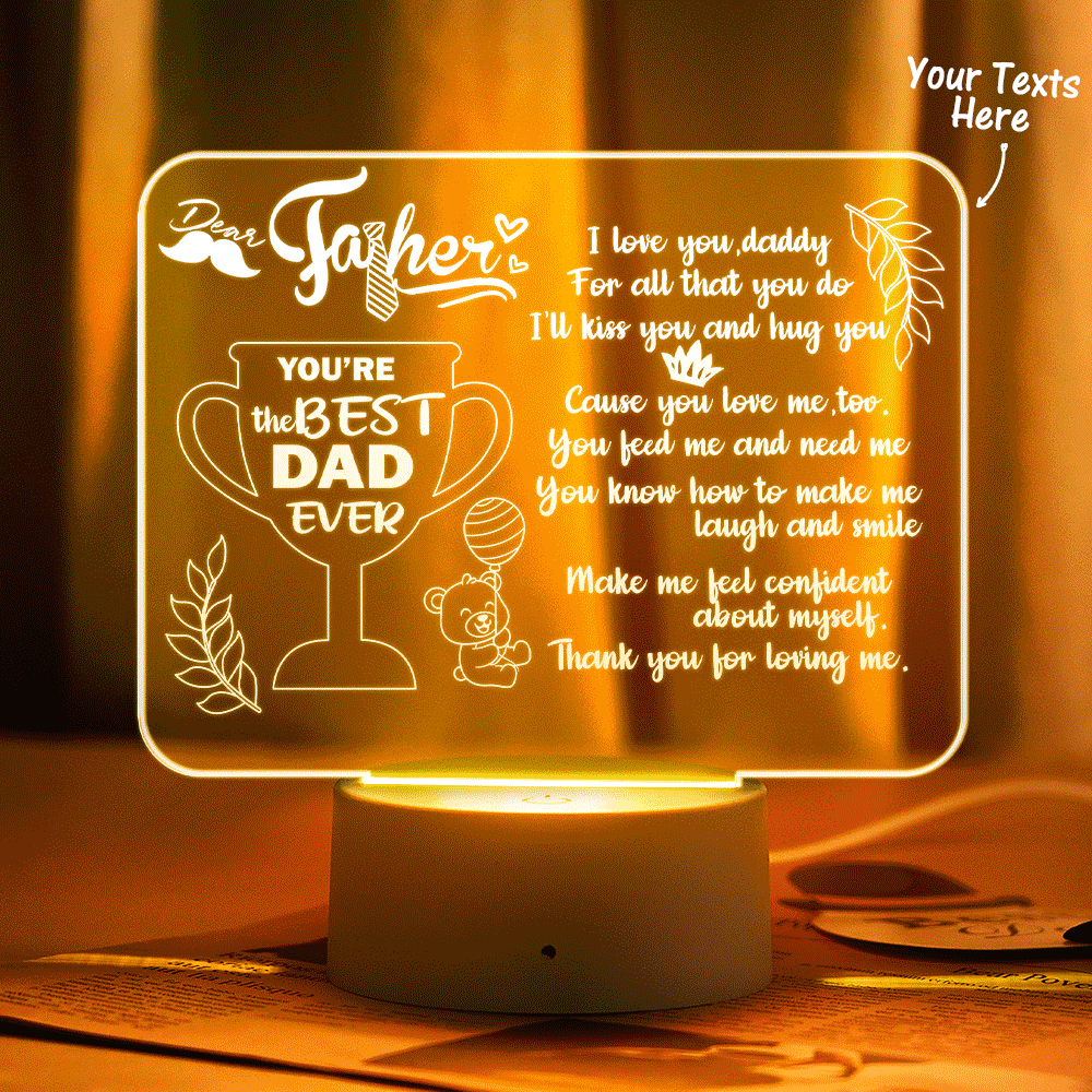 night light to dad personalized text sign from children custom gift for dad personalized gift