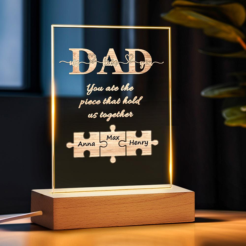 fathers day surprise ornament for dad inspired by puzzle night light name night light best gift for father you are the