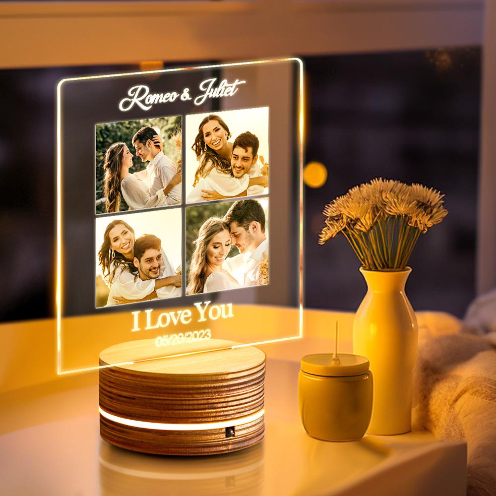 Valentine's Day Night Light Custom Pictures Night Light Engraved Lamp