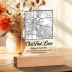 Engraved Map Night Light with Personalized Location LED Keepsake