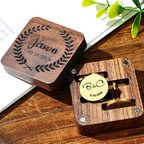 Personalized Engraved Cufflinks Set with Wooden Box Wedding Gift for Men Groomsmen