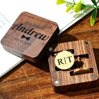 Personalized Engraved Cufflinks Set with Wooden Box Wedding Gift for Men Groomsmen