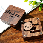 Personalized Engraved Cufflinks Set with Wooden Box Wedding Gift for Men Groomsmen