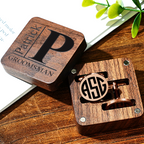 Personalized Engraved Cufflinks Set with Wooden Box Wedding Gift for Men Groomsmen