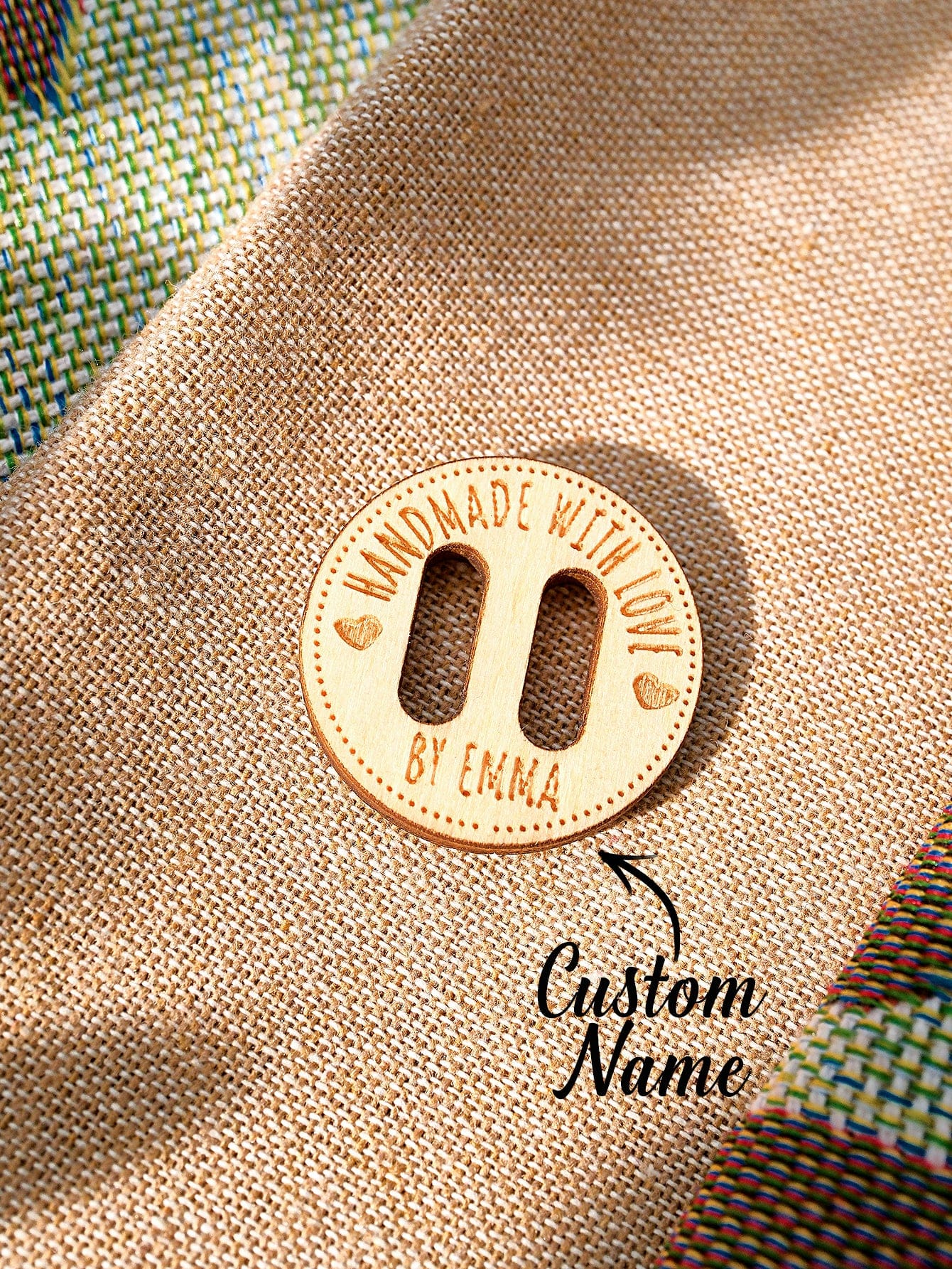 Personalized Handmade with Love Wooden Buttons Set of 15 Clothing Labels Gift for Mother Grandma Knitting Crocheting Lovers