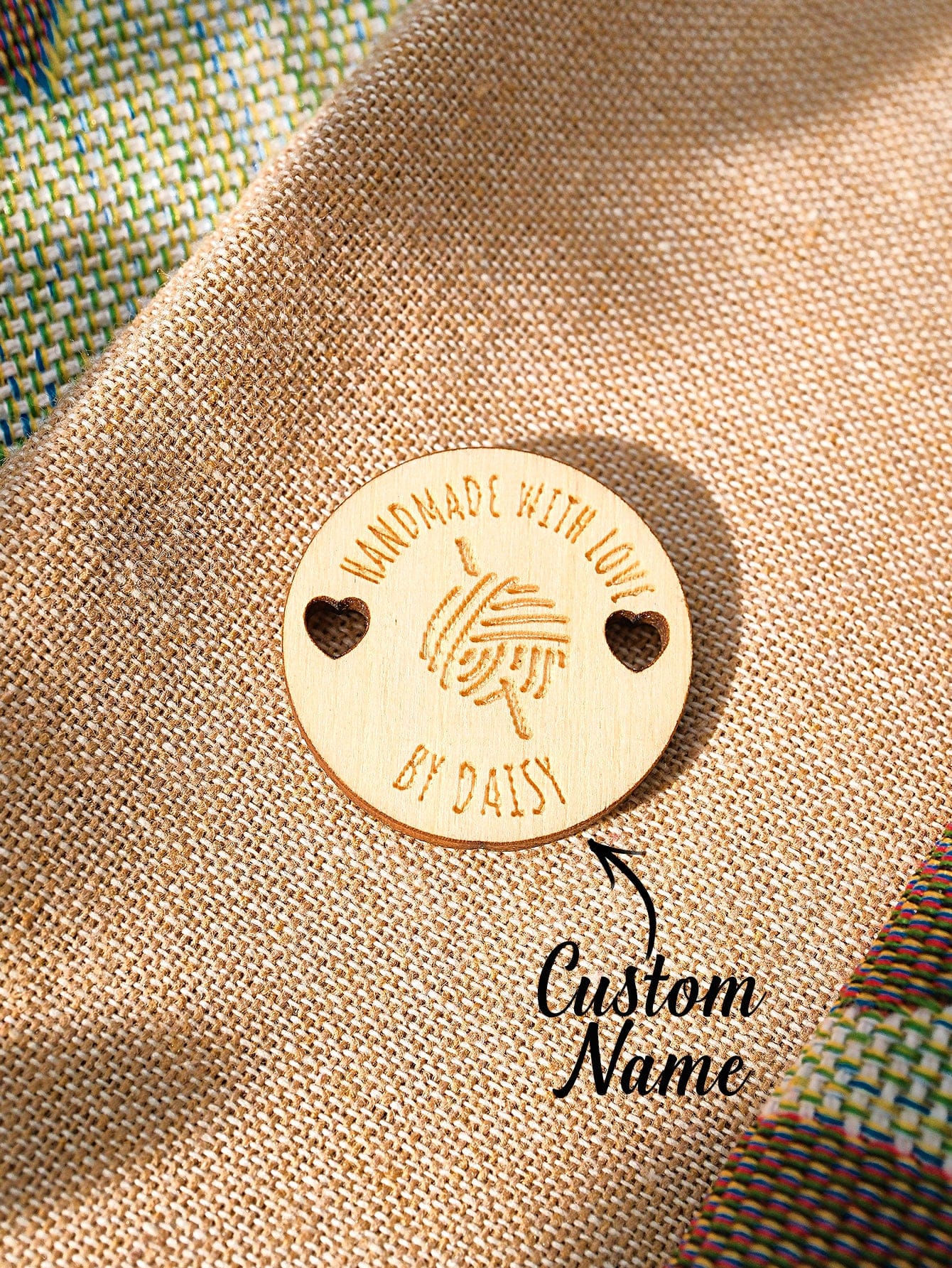 Personalized Handmade with Love Wooden Buttons Set of 15 Clothing Labels Gift for Mother Grandma Knitting Crocheting Lovers