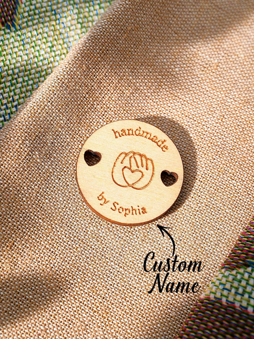 Personalized Handmade with Love Wooden Buttons Set of 15 Clothing Labels Gift for Mother Grandma Knitting Crocheting Lovers