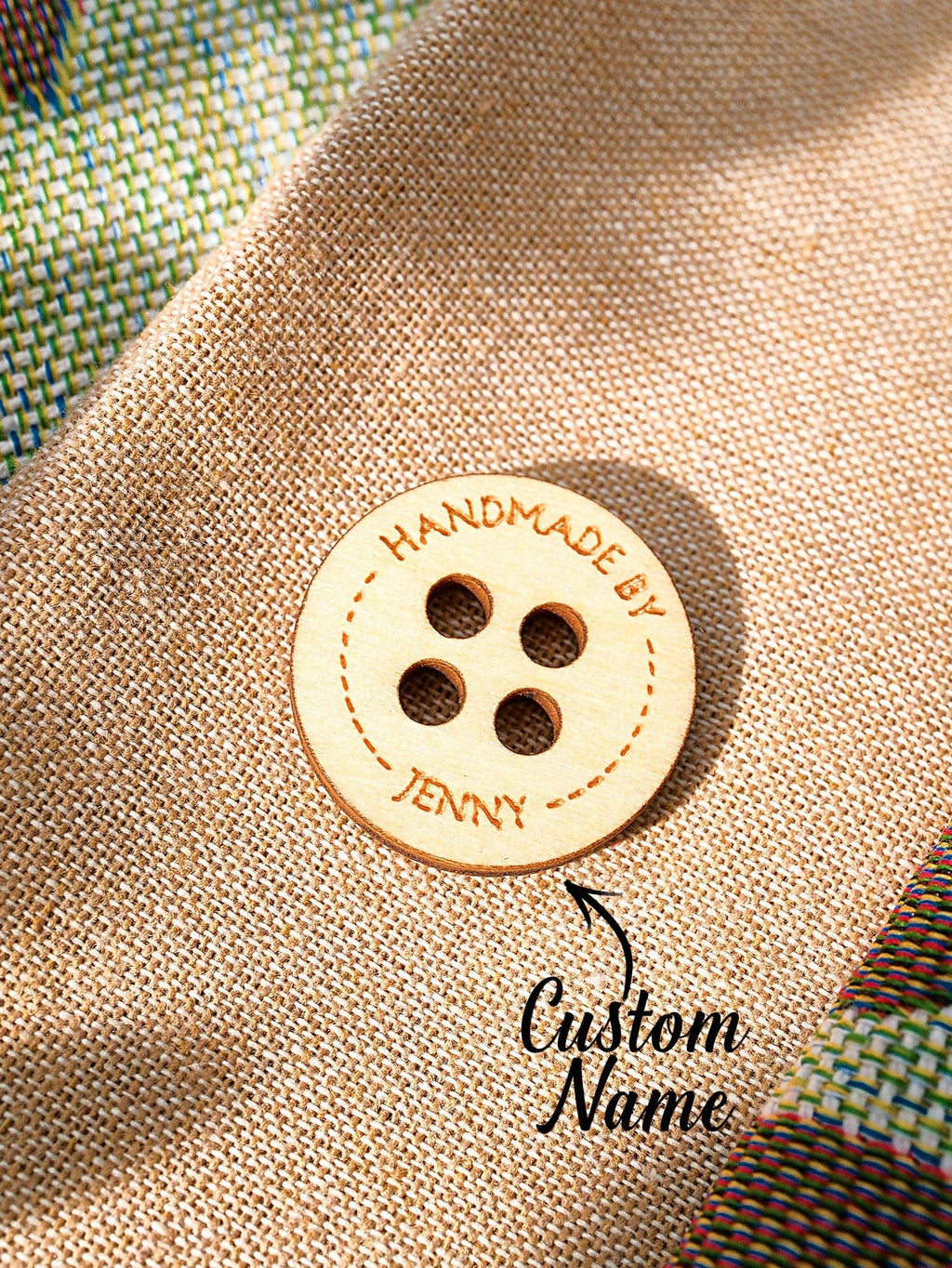 Personalized Handmade with Love Wooden Buttons Set of 15 Clothing Labels Gift for Mother Grandma Knitting Crocheting Lovers