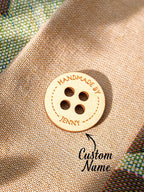 Personalized Handmade with Love Wooden Buttons Set of 15 Clothing Labels Gift for Mother Grandma Knitting Crocheting Lovers