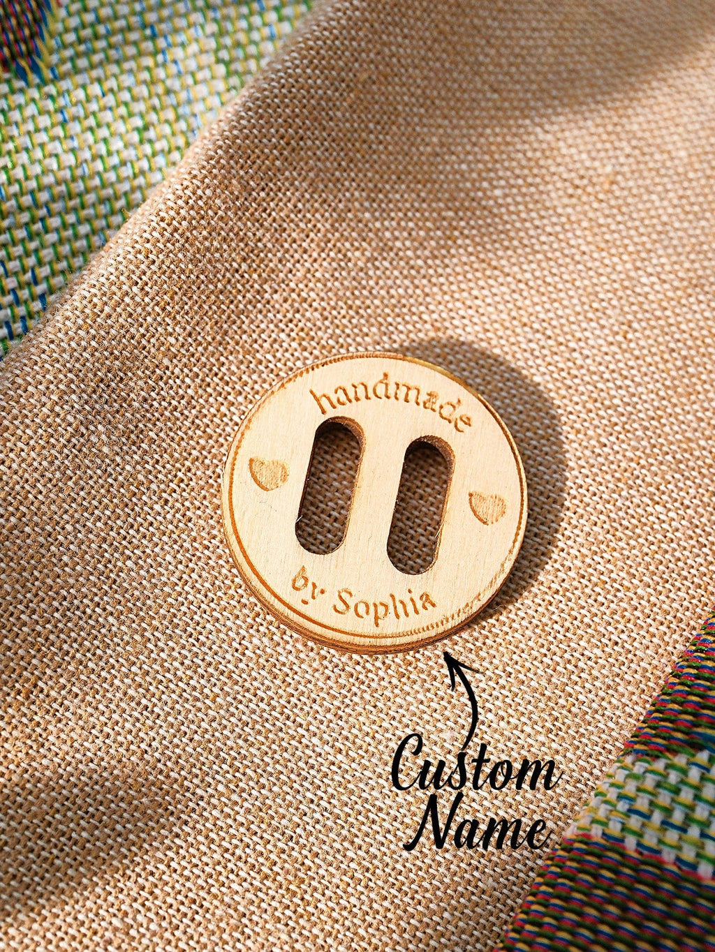 Personalized Handmade with Love Wooden Buttons Set of 15 Clothing Labels Gift for Mother Grandma Knitting Crocheting Lovers