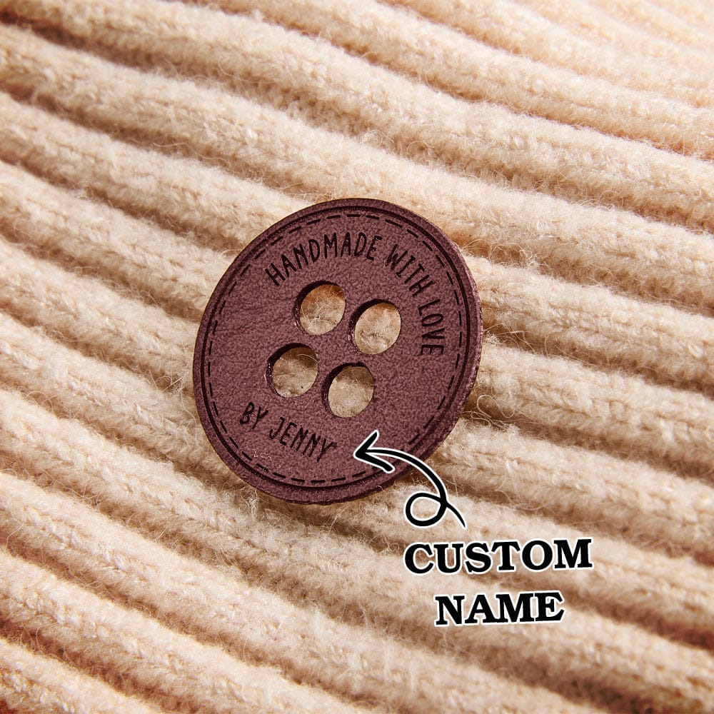 Personalized Name Buttons & Tags for Crafts Leather Tags for Crochet Items Gift for Knitting Crocheting Lovers A set of 15