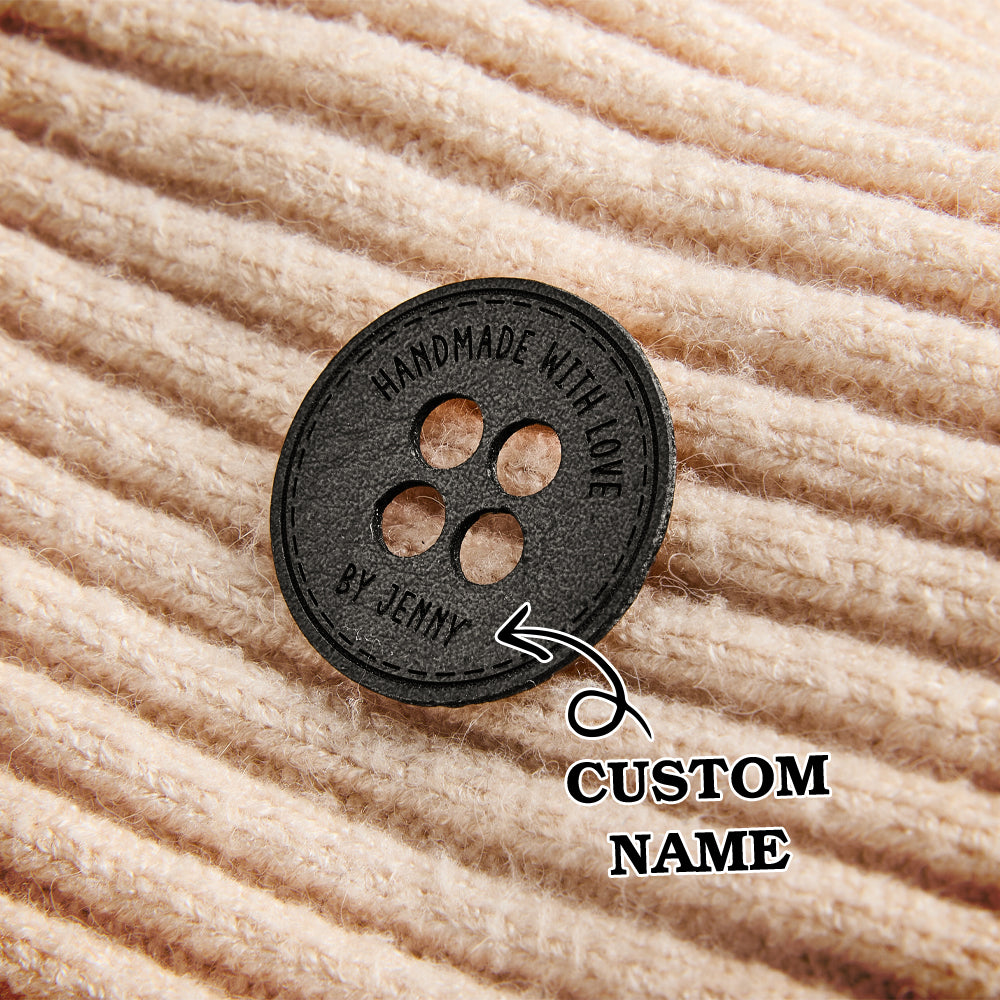 Personalized Name Buttons & Tags for Crafts Leather Tags for Crochet Items Gift for Knitting Crocheting Lovers A set of 15