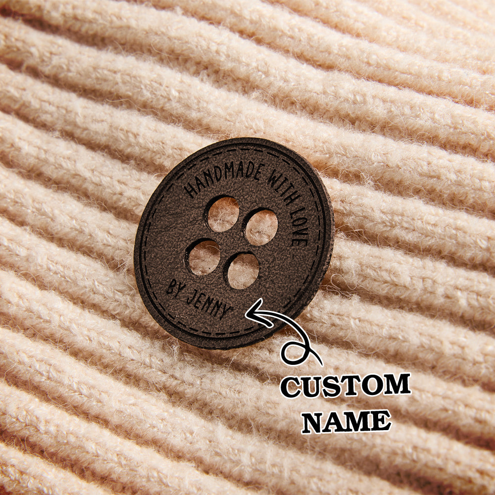 Personalized Name Buttons & Tags for Crafts Leather Tags for Crochet Items Gift for Knitting Crocheting Lovers A set of 15