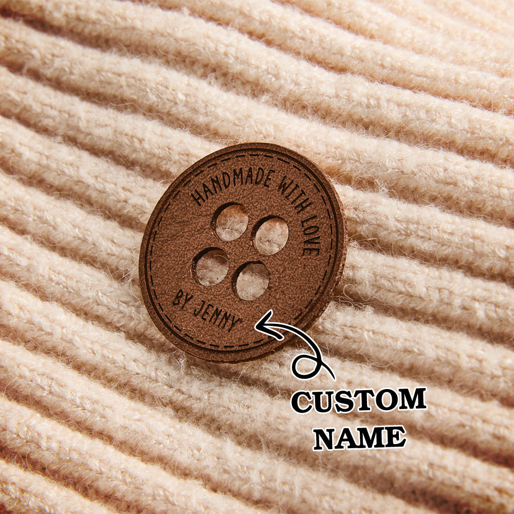 Personalized Name Buttons & Tags for Crafts Leather Tags for Crochet Items Gift for Knitting Crocheting Lovers A set of 15