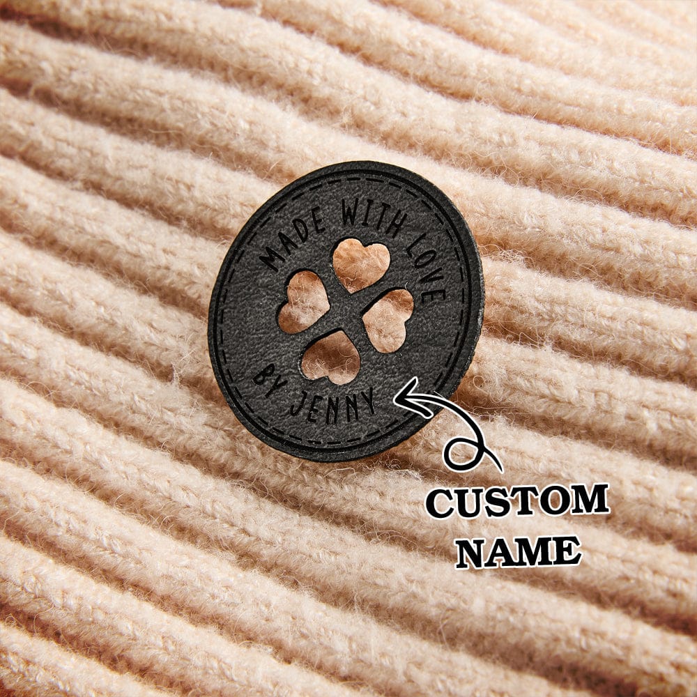 Personalized Name Buttons & Tags for Crafts Leather Tags for Crochet Items Gift for Knitting Crocheting Lovers A set of 15