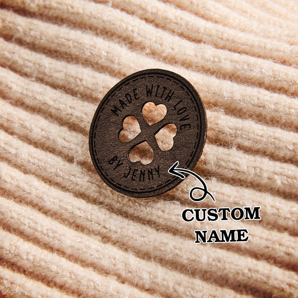 Personalized Name Buttons & Tags for Crafts Leather Tags for Crochet Items Gift for Knitting Crocheting Lovers A set of 15